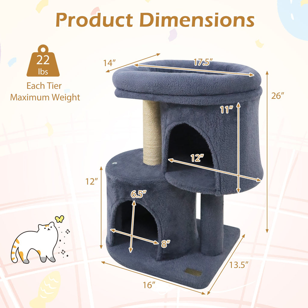 26" Cat Tower with Dual Condos