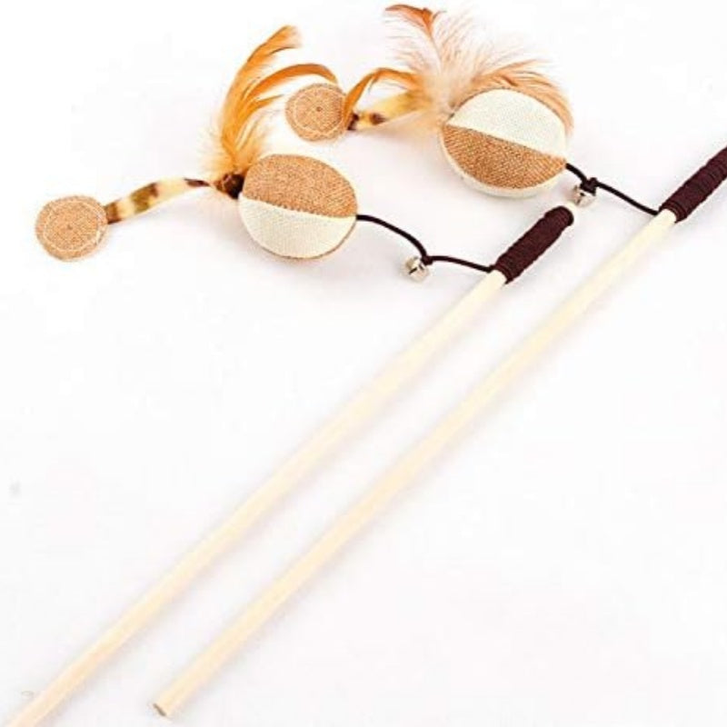 Wooden Feather Teaser Wand