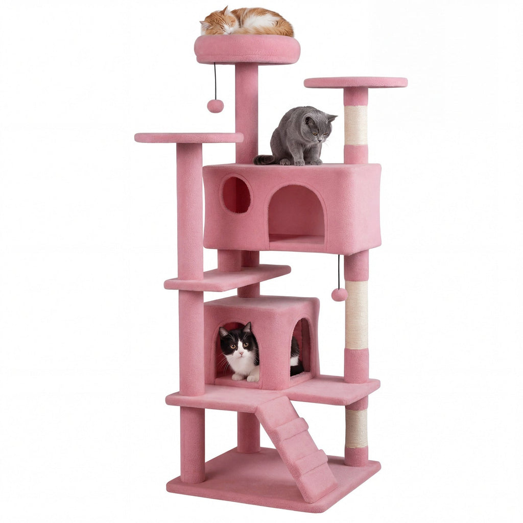 52" Cat Tree with 2 Caves