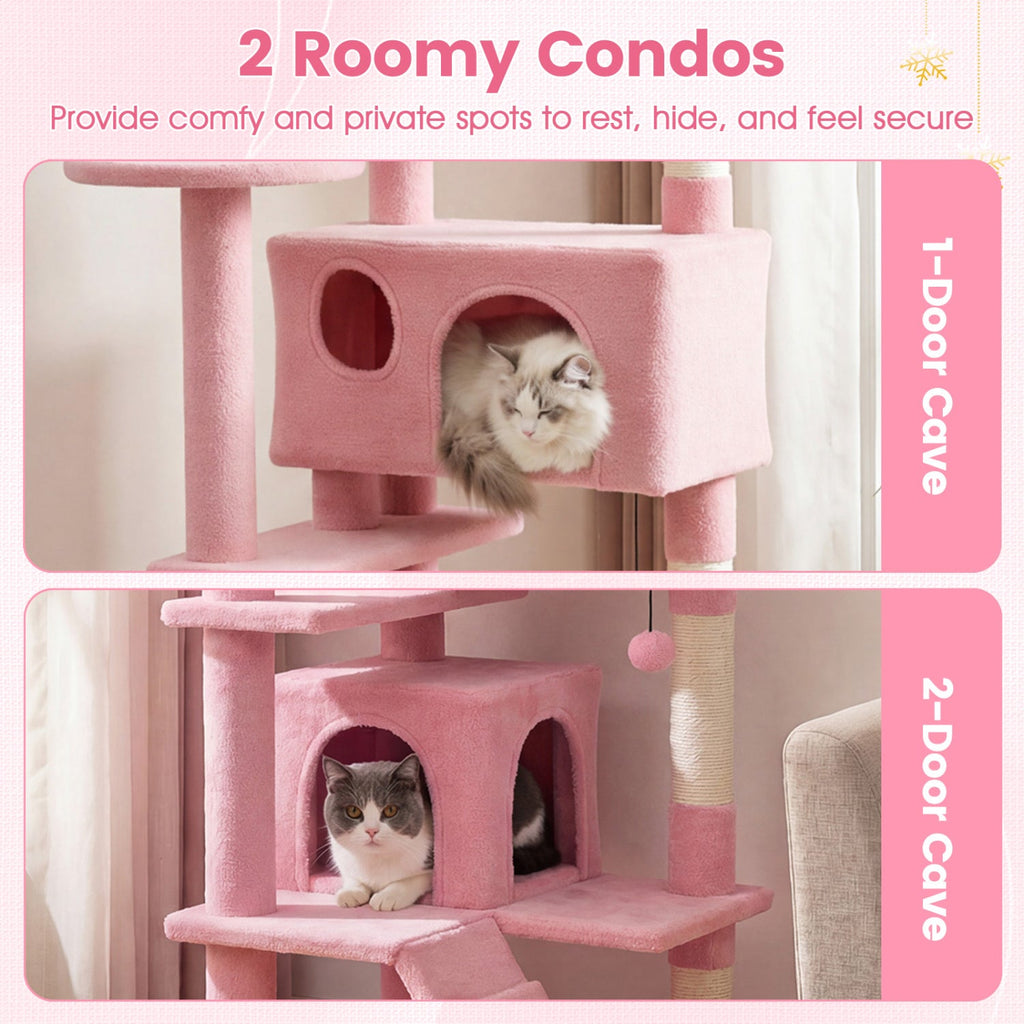 52" Cat Tree with 2 Caves
