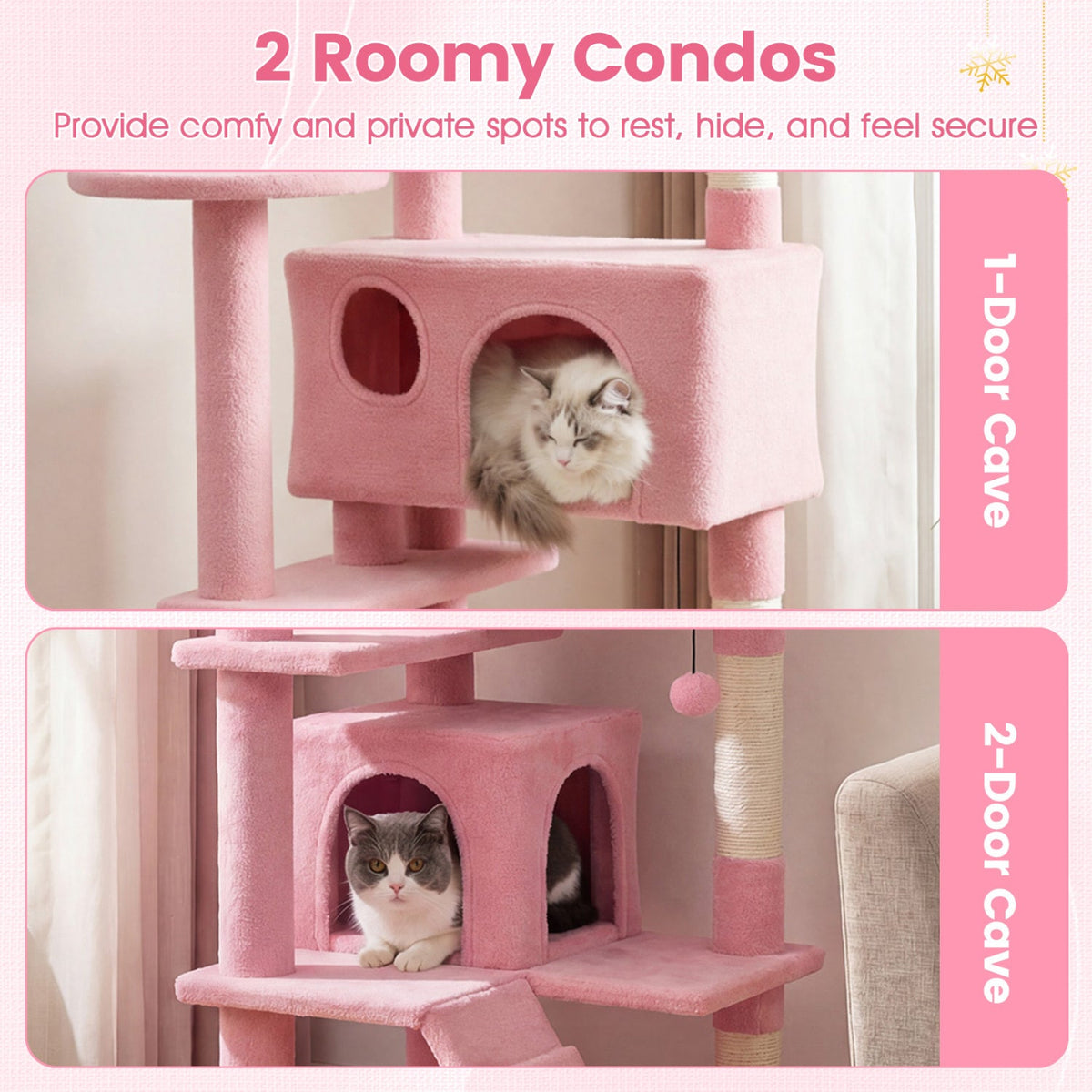 52" Cat Tree with 2 Caves