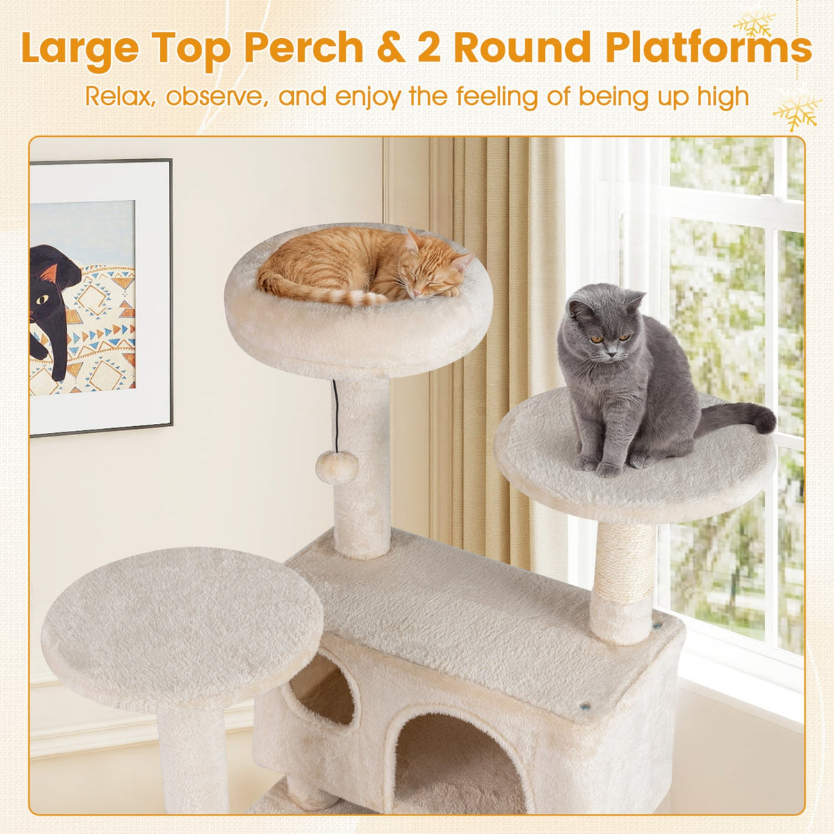 52" Cat Tree with 2 Caves