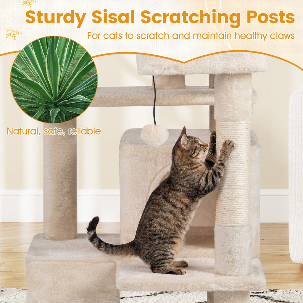52" Cat Tree with 2 Caves