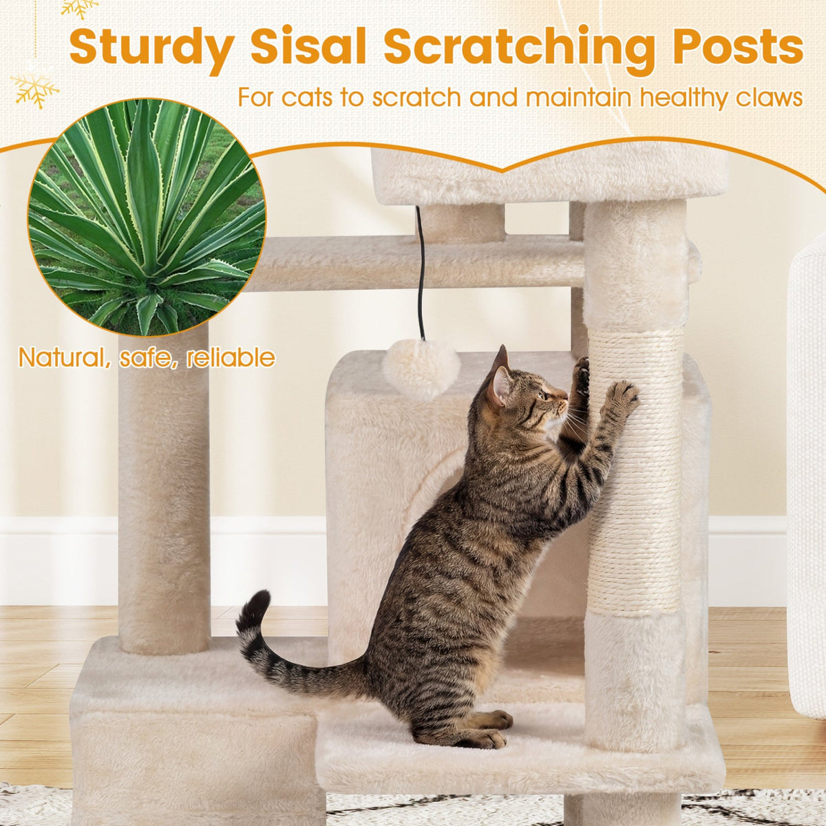 52" Cat Tree with 2 Caves
