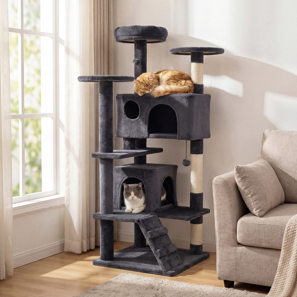 52" Cat Tree with 2 Caves