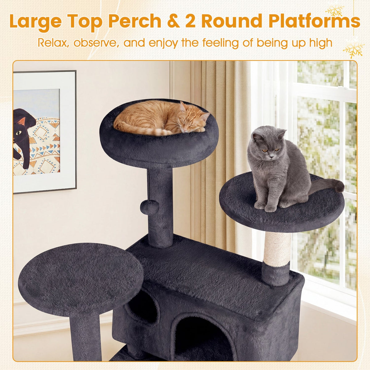 52" Cat Tree with 2 Caves