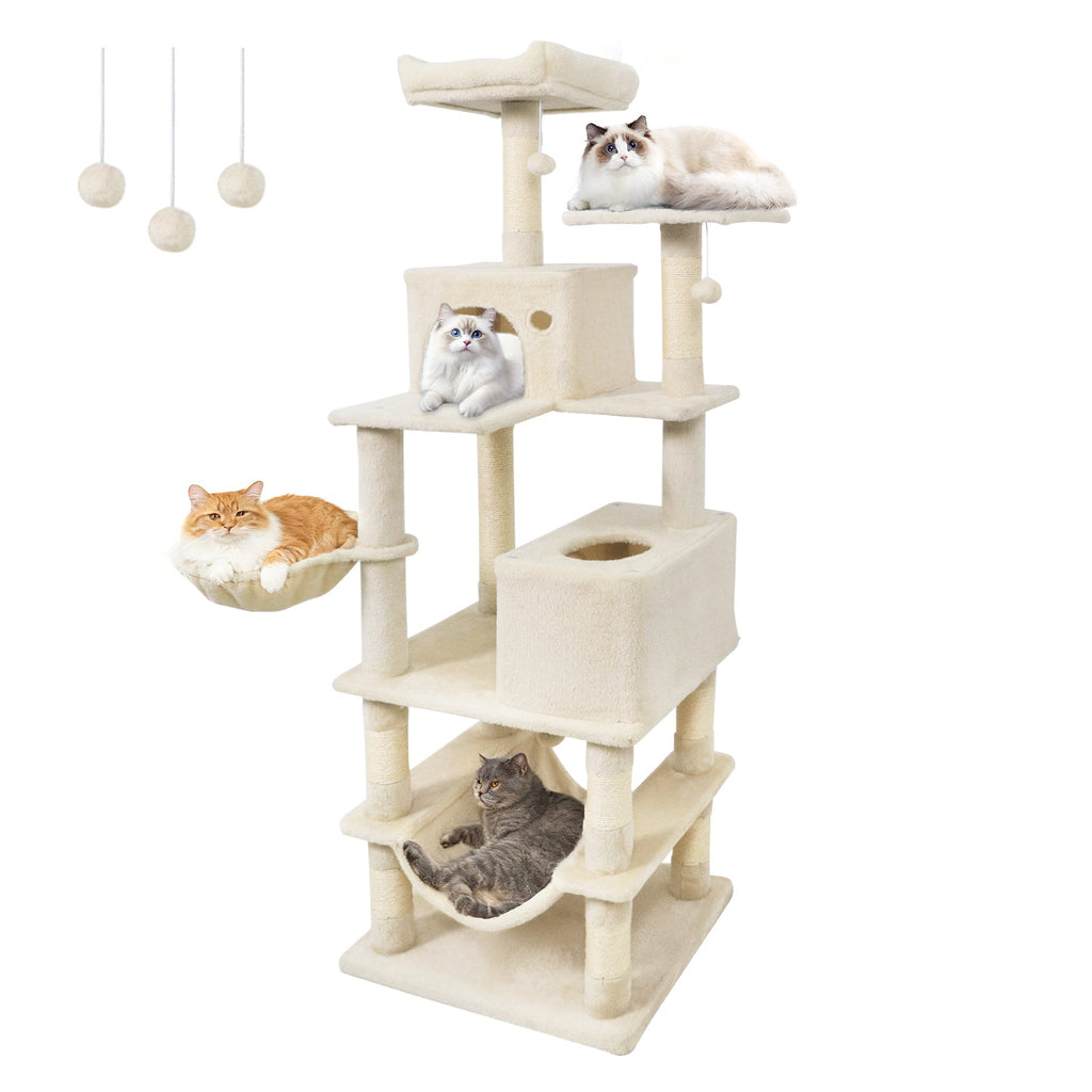 66" Cat Tree with 2 Condos