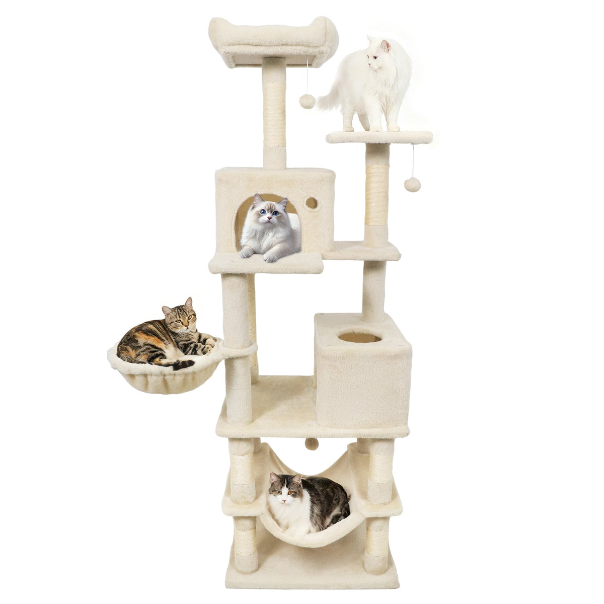 66" Cat Tree with 2 Condos