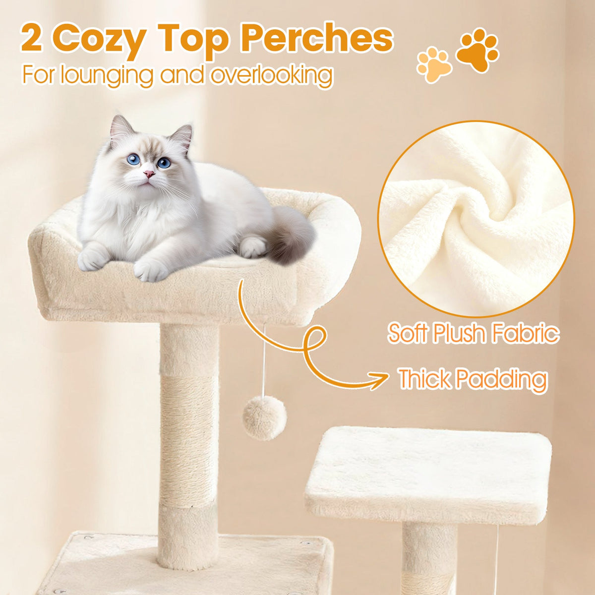 66" Cat Tree with 2 Condos
