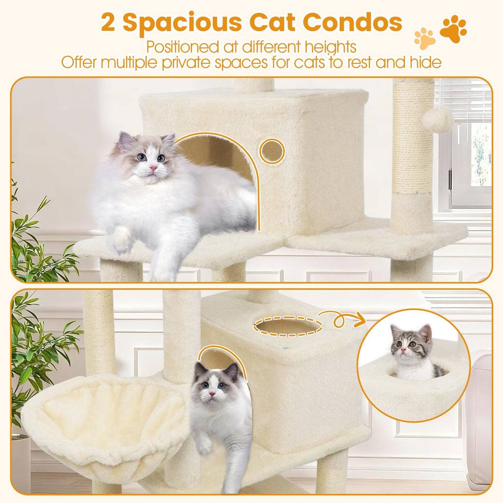 66" Cat Tree with 2 Condos