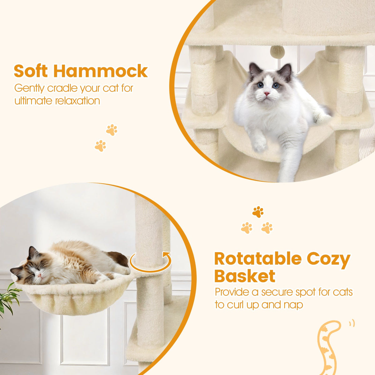 66" Cat Tree with 2 Condos