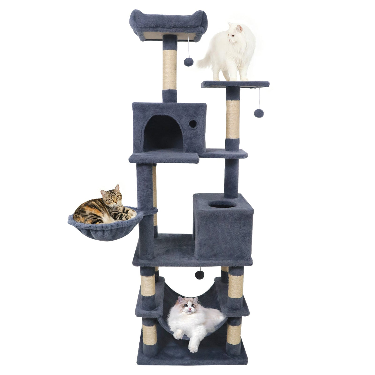 66" Cat Tree with 2 Condos