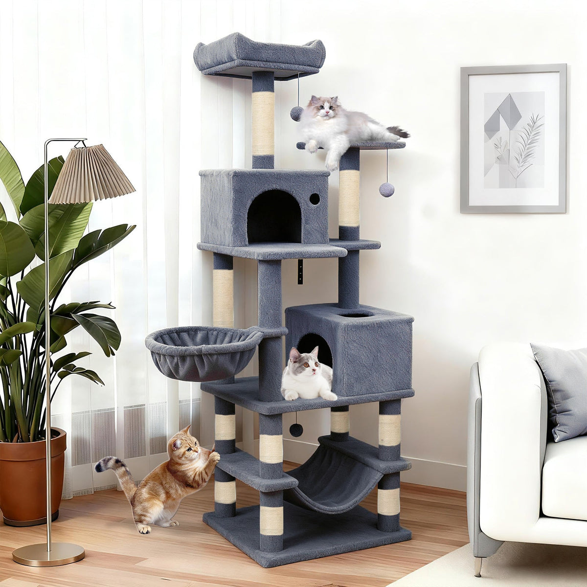 66 inch Cat Tree with 2 Condos
