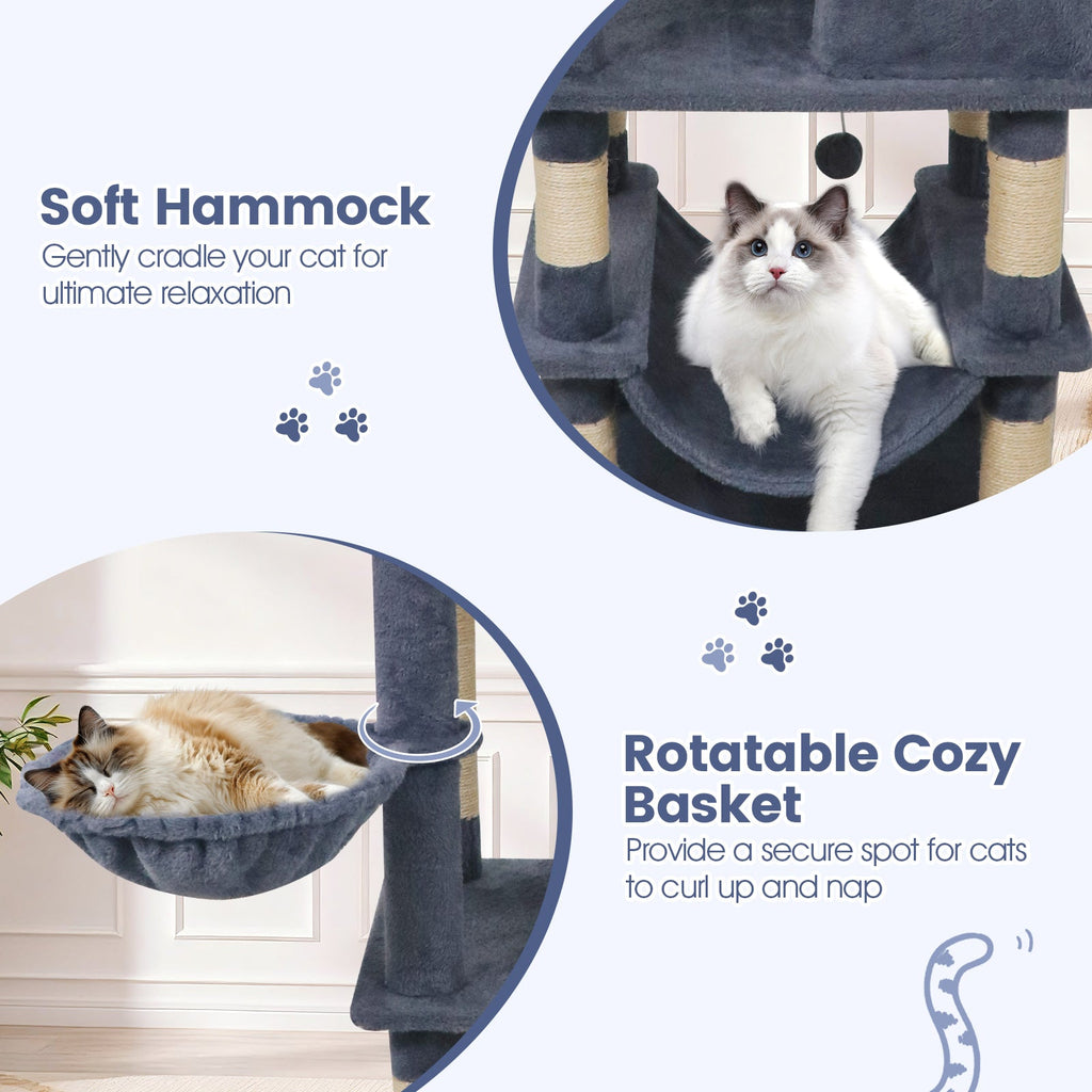 66" Cat Tree with 2 Condos