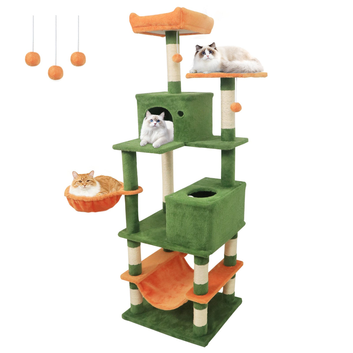 66" Cat Tree with 2 Condos