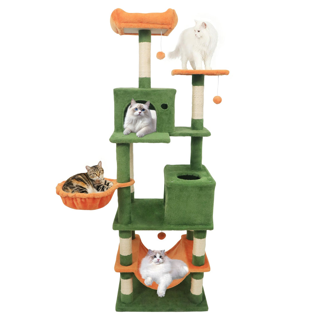 66" Cat Tree with 2 Condos