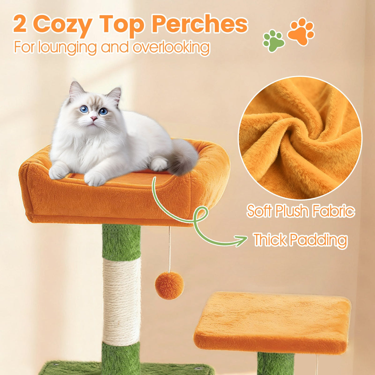 66" Cat Tree with 2 Condos