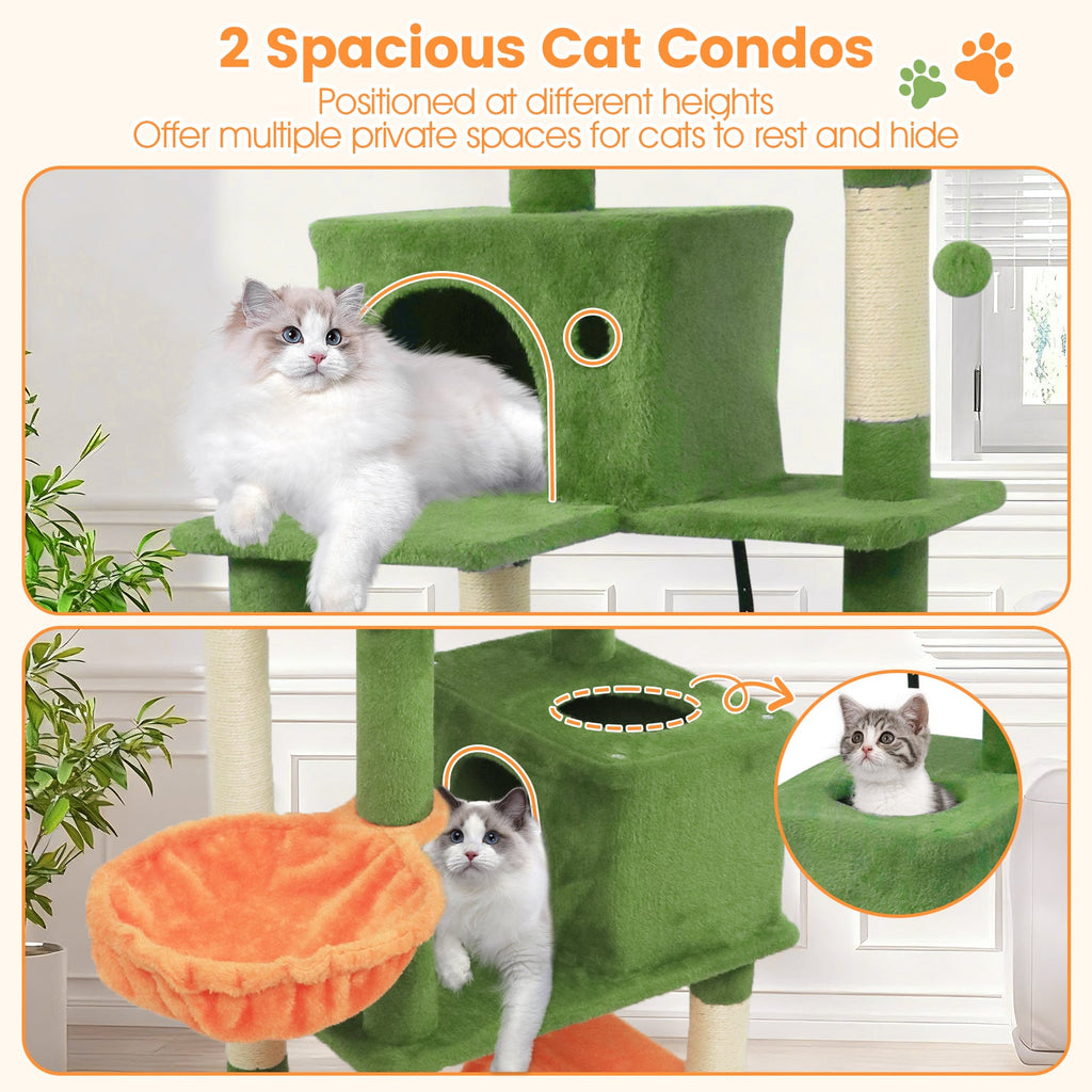 66" Cat Tree with 2 Condos