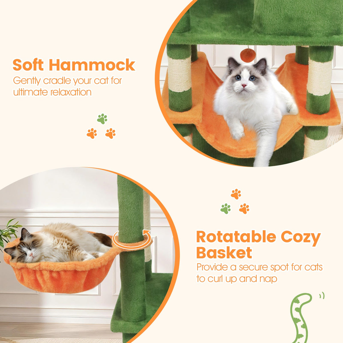 66" Cat Tree with 2 Condos