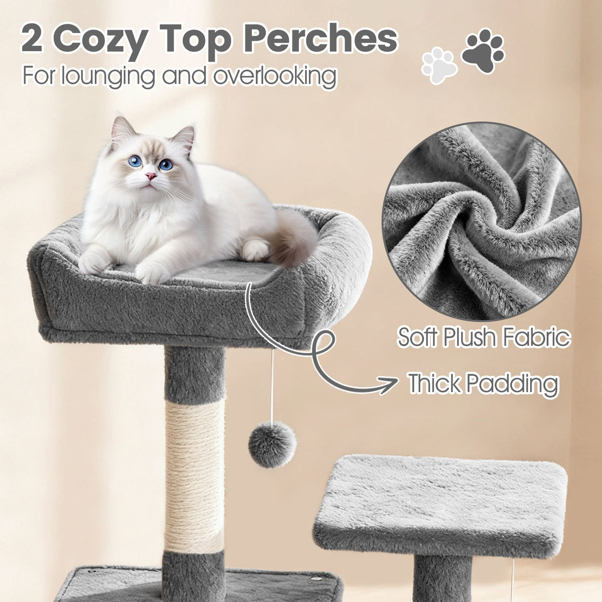 66" Cat Tree with 2 Condos