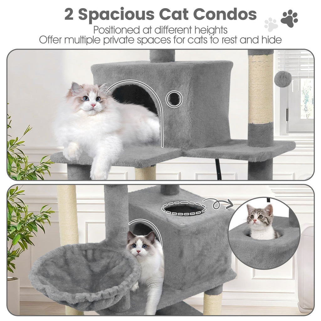66" Cat Tree with 2 Condos