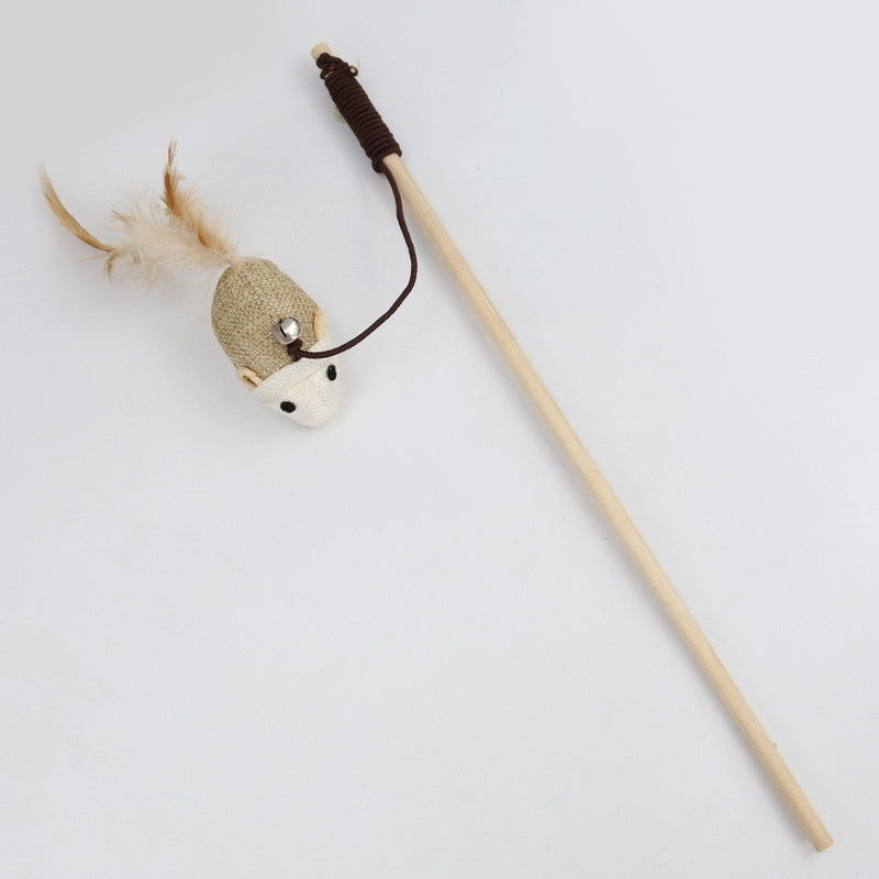 Wooden Feather Teaser Wand