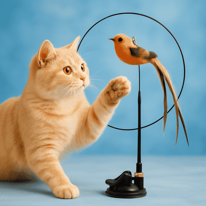 Natural Feather Teaser with Suction Cup