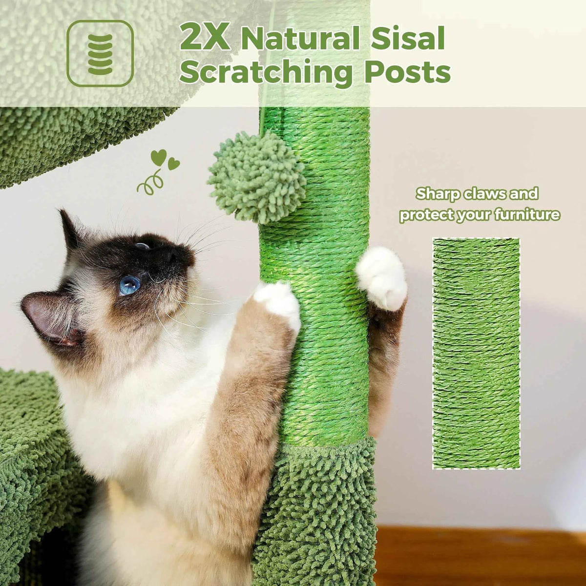 Cactus Cat Tree with Condo & Hammock