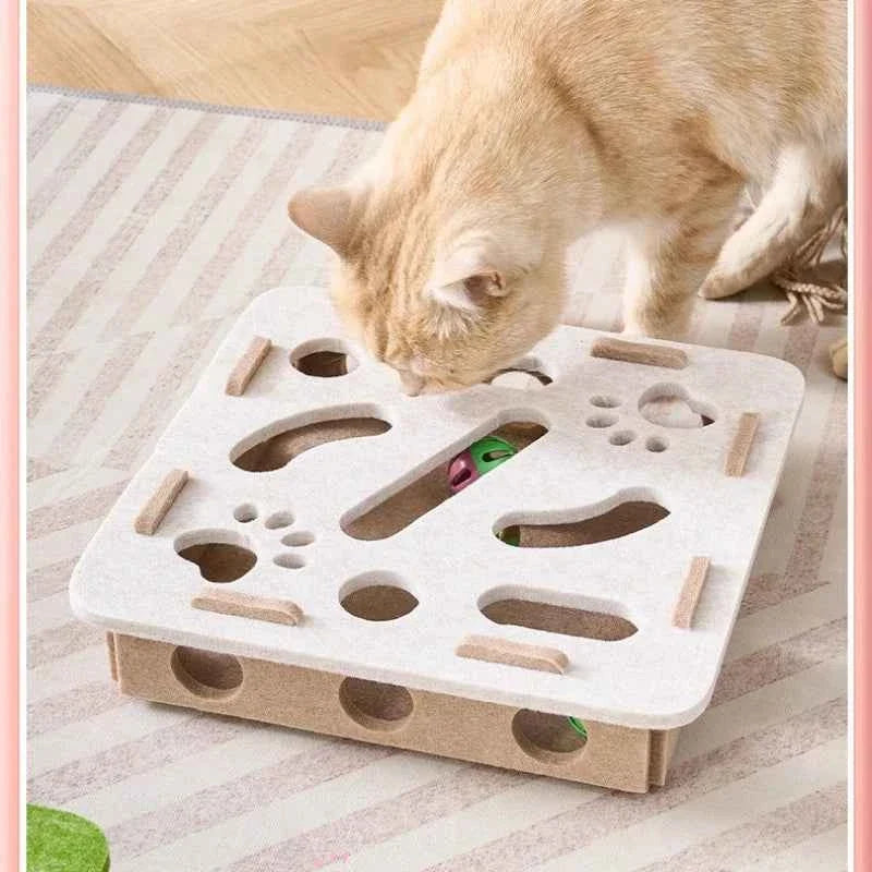 Cat Puzzle Toy with Sisal Scratching Post