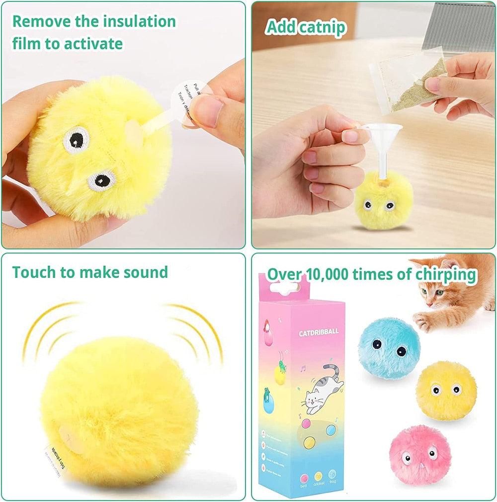 Chirping Plush Cat Balls