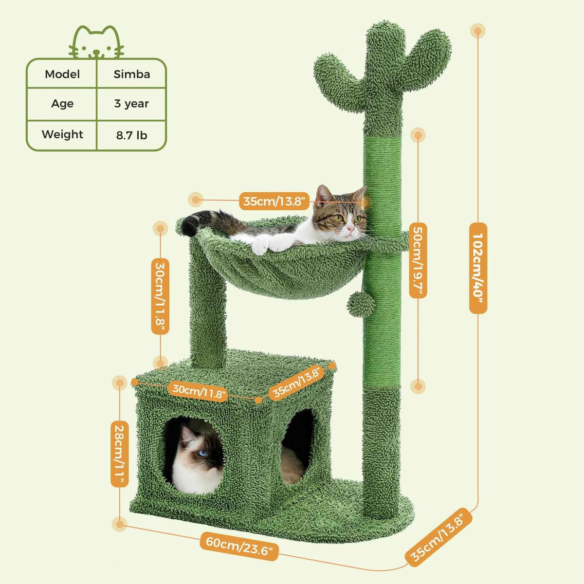 Cactus Cat Tree with Condo & Hammock