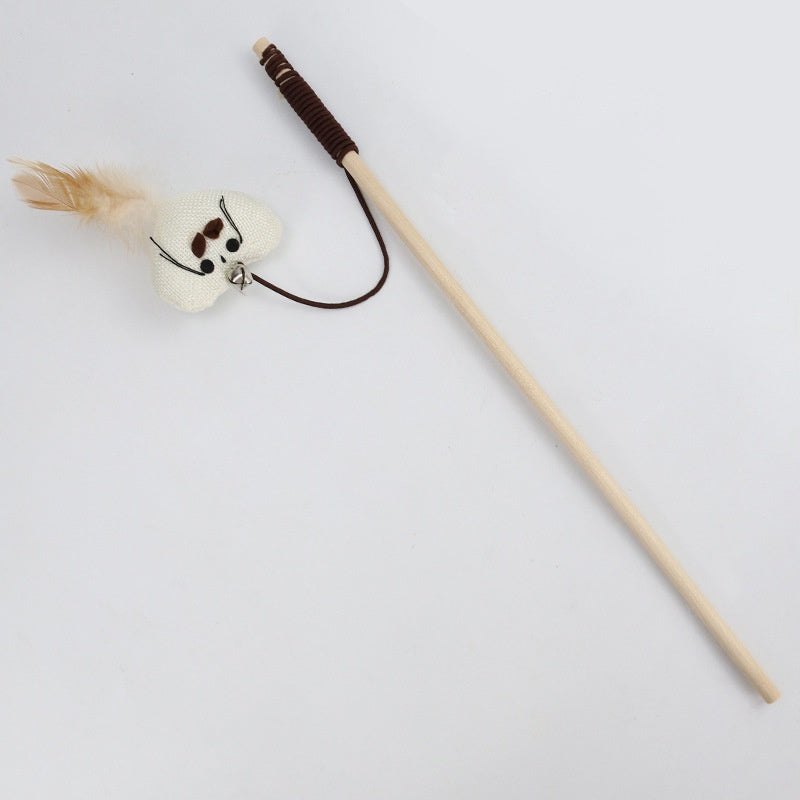 Wooden Feather Teaser Wand