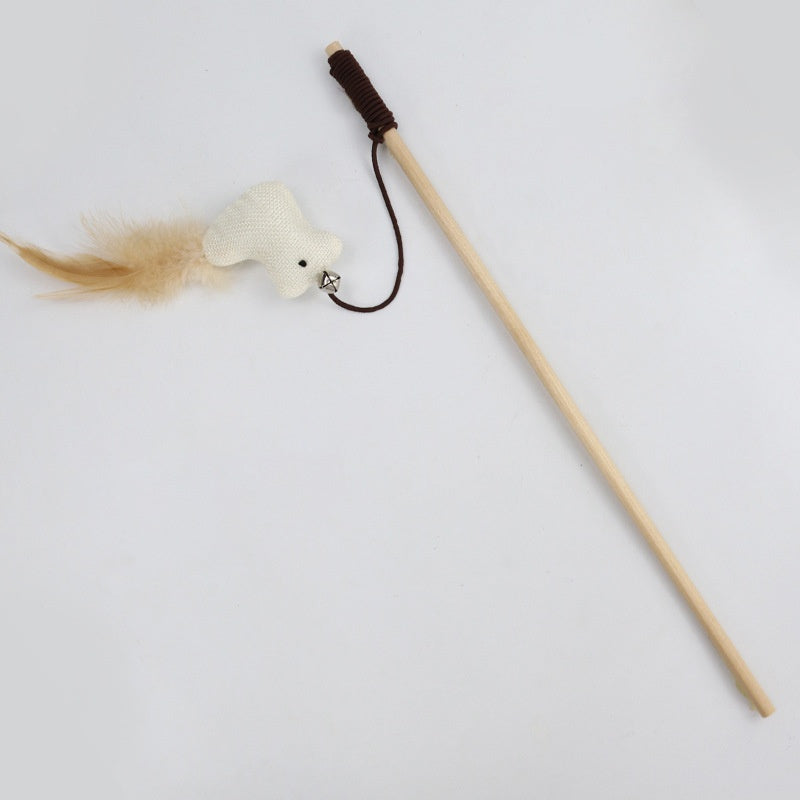 Wooden Feather Teaser Wand